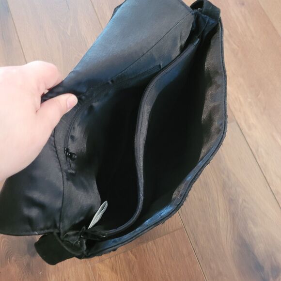 Vintage Boho Suede Fringe Purse Black Ward 1970s Style NEW FLAW READ - Picture 15 of 16